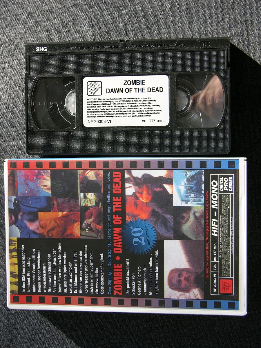 Zombie dawn of the dead George A. Romero&#039;s VHS  Astro Erstmalig ungeschnitten