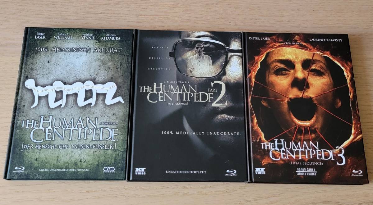 The Human Centipede 1-3 jeweils im Mediabook Uncut/Unrated 