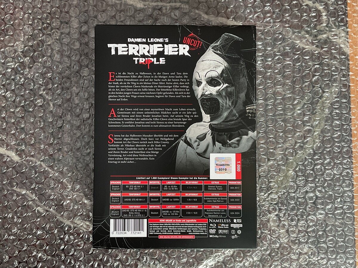 Terrifier 1-3 Mediabook im Schuber Nameless