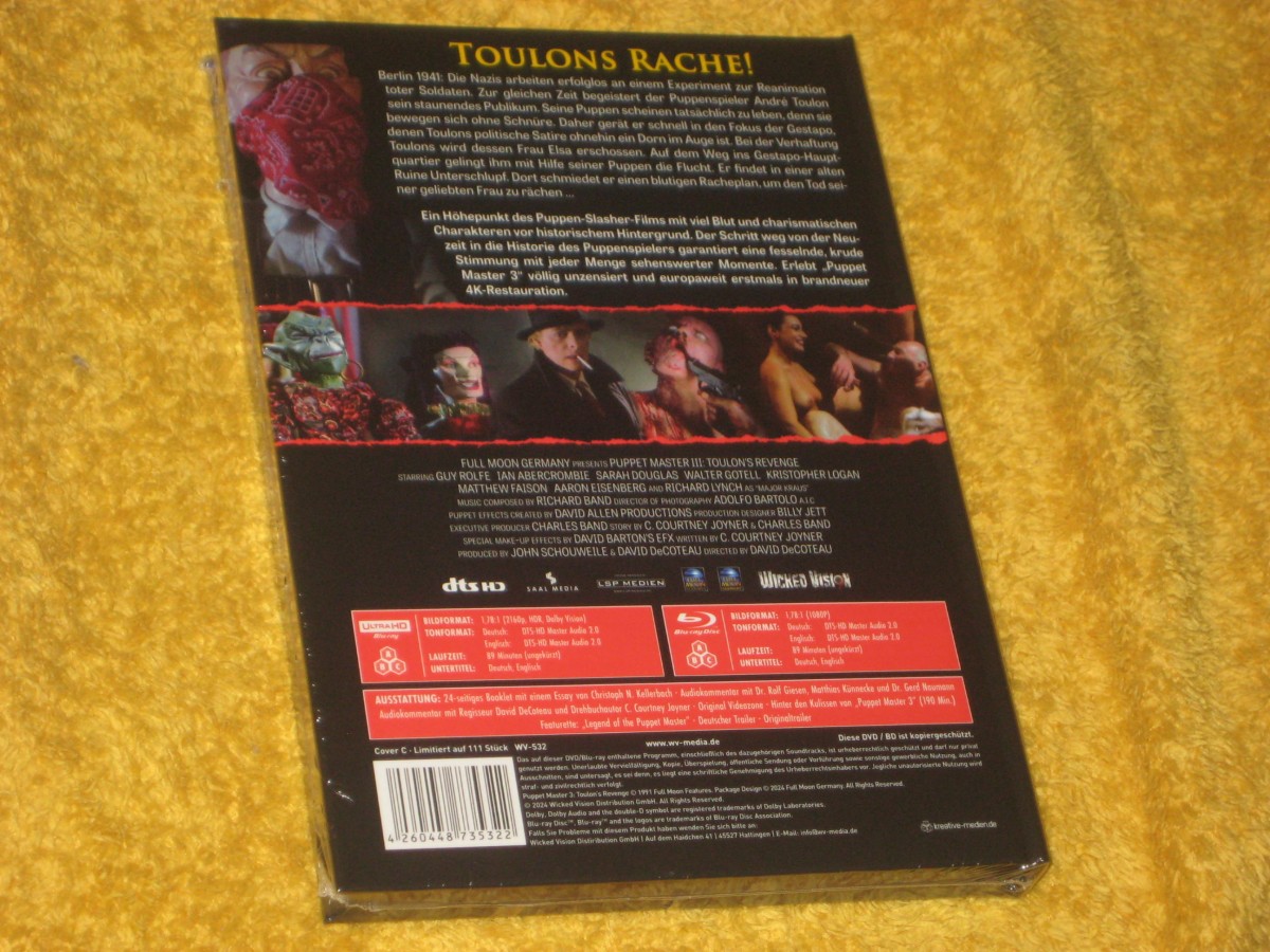 Puppet Master 3 Toulons Revenge / Rache Mediabook Cover C Limited Edition 111 Stück - 4K UHD Blu-Ray + Blu-Ray  NEU OVP
