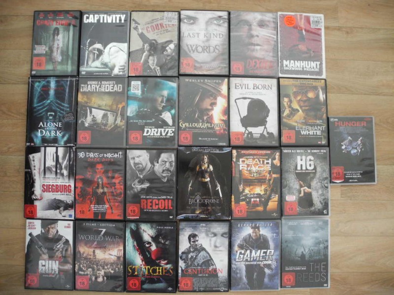 Sammlung von 50 DVDs FSK 18 Horror, Action, Thriller (Posten 1) 