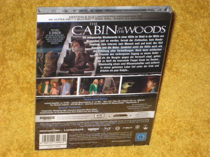 The Cabin in The Woods - Mediabook Cover C Limited 122/333 - 4K UHD Blu-Ray + Blu-Ray - NEU + OVP -  RAR 