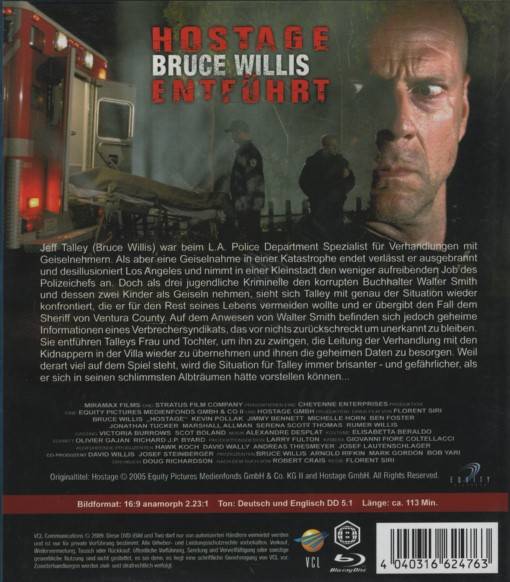 HOSTAGE Entführt BLU-RAY Bruce Willis Action Thriller 