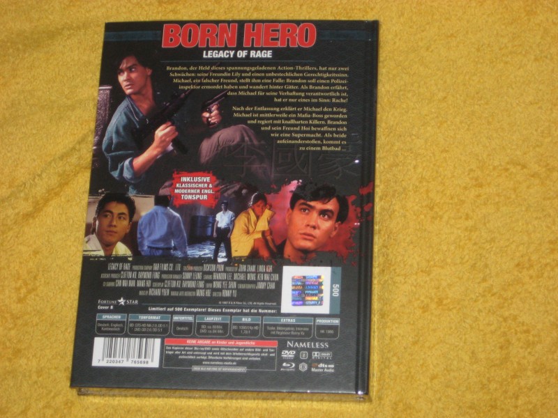 Born Hero - Legacy of Rage Mediabook  Cover B - Limited Edition 500er Blu-Ray + DVD -  Brandon Lee -  NEU +  OVP 