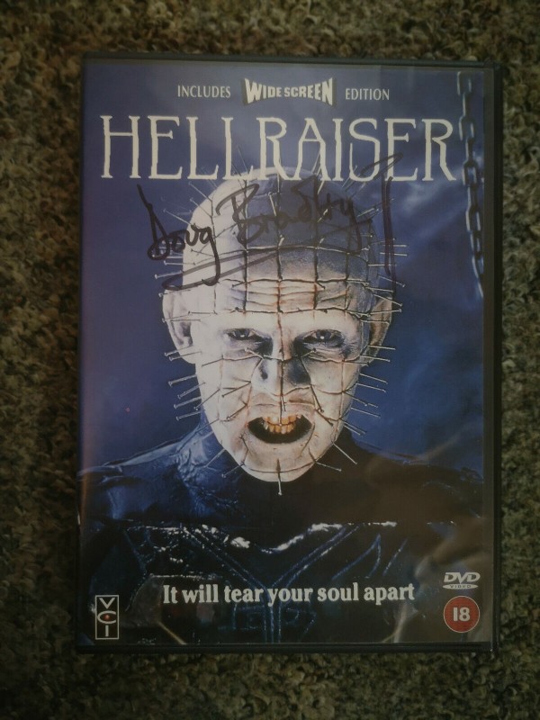 Hellraiser UK UNCUT DVD mit ORIGINAL Doug "Pinhead" Bradley Autogramm 
