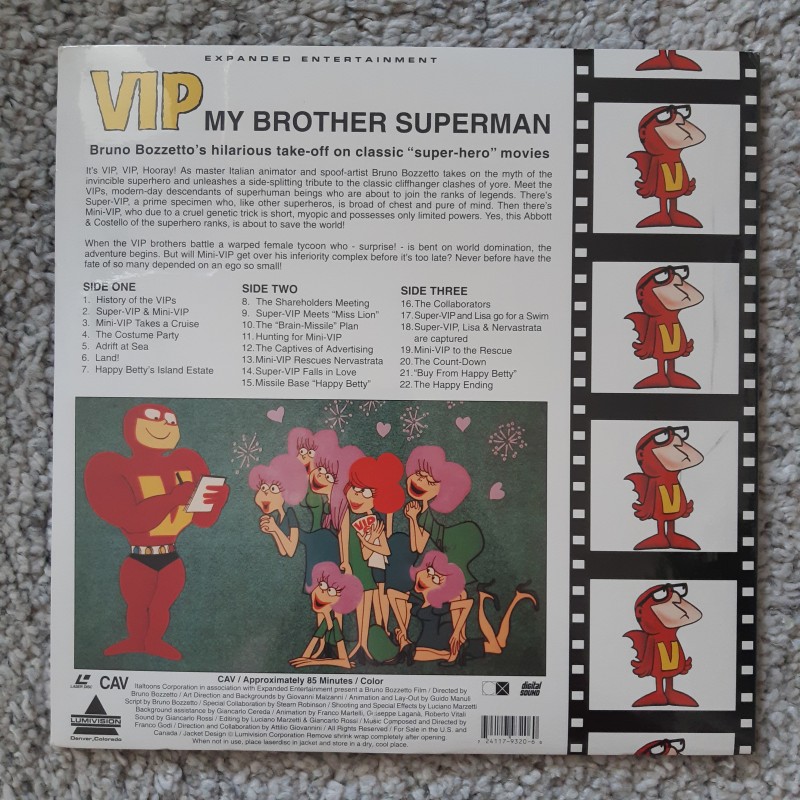 VIP My Brother Superman (LD) LaserDisc Lumivision Bruno Bozzetto (Herr Rossi) Mein Bruder, der Supermann 
