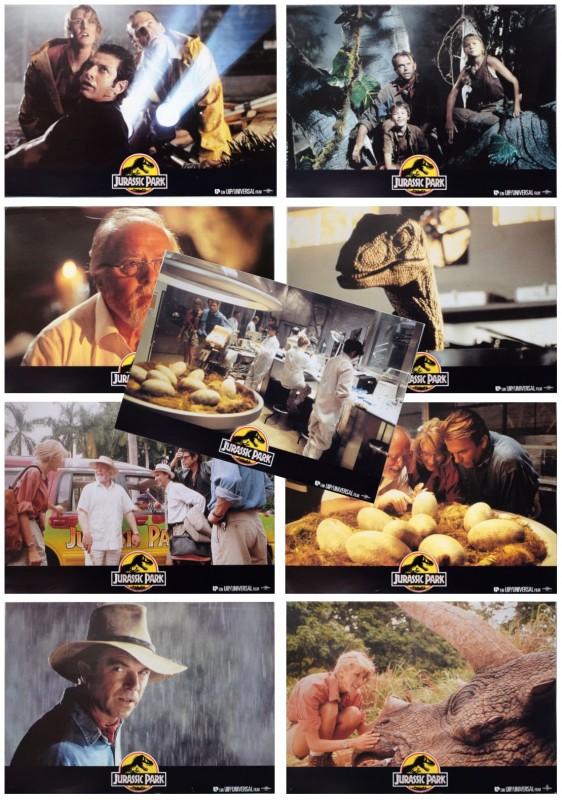 (0026)  Jurassic Park 1 - 11 Kino-Aushangfoto 9 A4 + 2 A3 