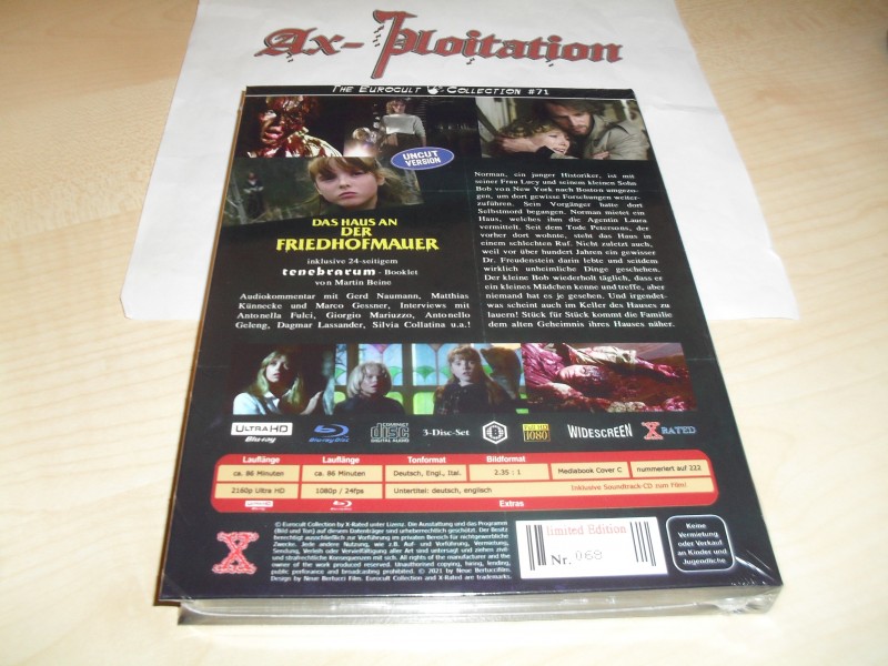 Lucio Fulci: Das Haus an der Friedhofmauer / Limitiert 068/222 / X-rated Mediabook / 3-Disc Set / 4 K Blu Ray Cover C 