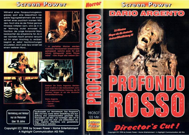 8x VHS SCREEN POWER Sammlung HALLOWEEN EVIL ED HEARTBEAT PROFONDO ROSSO 