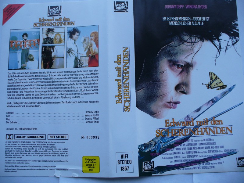 Edward mit den Scherenhänden ... Johnny Depp  ...  VHS !!! 