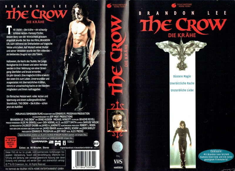 Vhs The Crow Die Krahe Brandon Lee Ungekurzt Kaufen Filmundo De