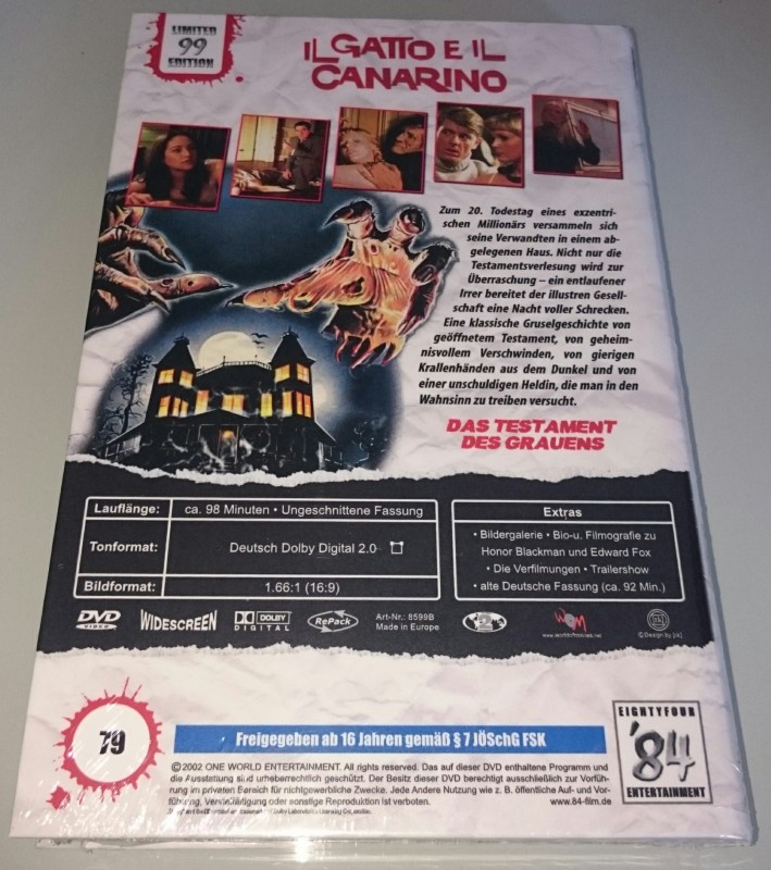 Il gatto e Il Canarino Testament des Grauens Limited 99stk kaufen Filmundo.de