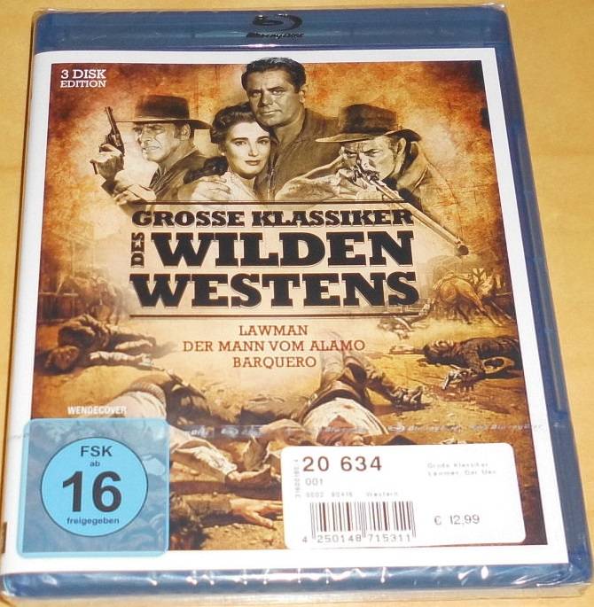 Grosse Klassiker des wilden Westens 3-Disc Blu-ray OVP Barquero Lawman Der Mann vom Alamo 