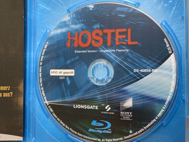 Hostel - Extended Version - Uncut - Bluray - Deutsch - Spio 