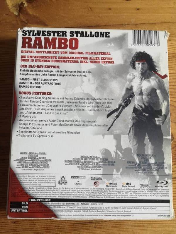 Rambo 1-3 Blu-Ray Trilogy Trilogie Uncut im Schuber 