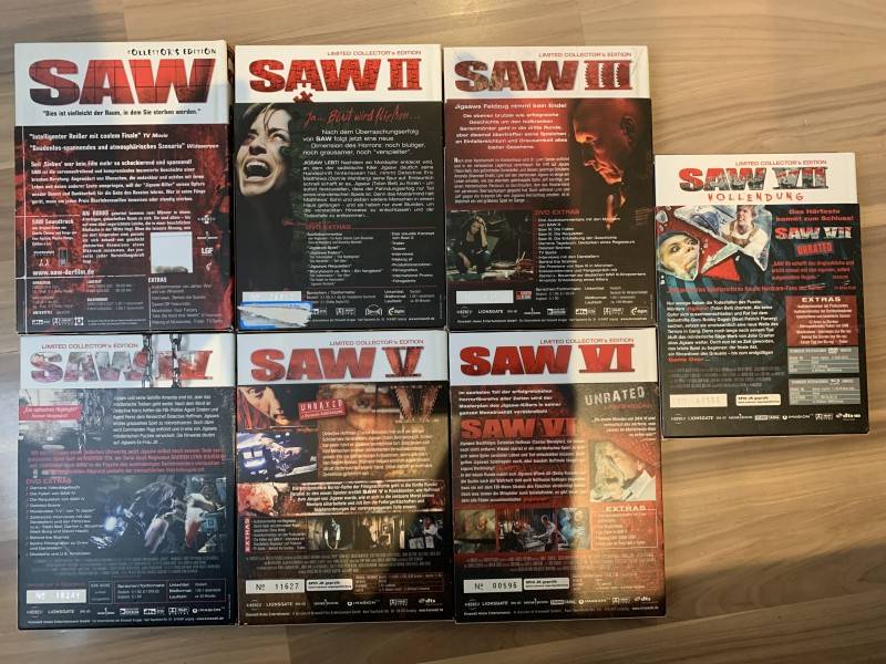 SAW Unrated Mediabook Collection - Teil 1 bis 7 - Full Uncut - Deutsch - Spio/JK - Rarität 